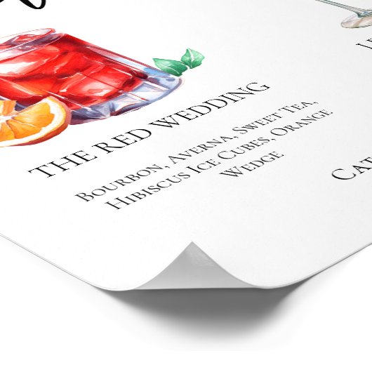 Sweet Signature Cocktails Wedding Menu Poster (Hoek)