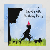 Sweet Silhouette Boys 4e verjaardag Kaart (Voorkant / Achterkant)