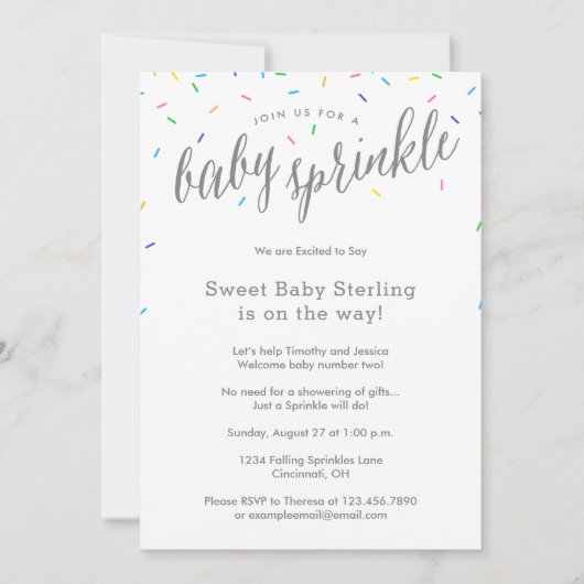 Sweet & Simple Baby Sprinkle Shower-uitnodigingen Kaart (Voorkant)