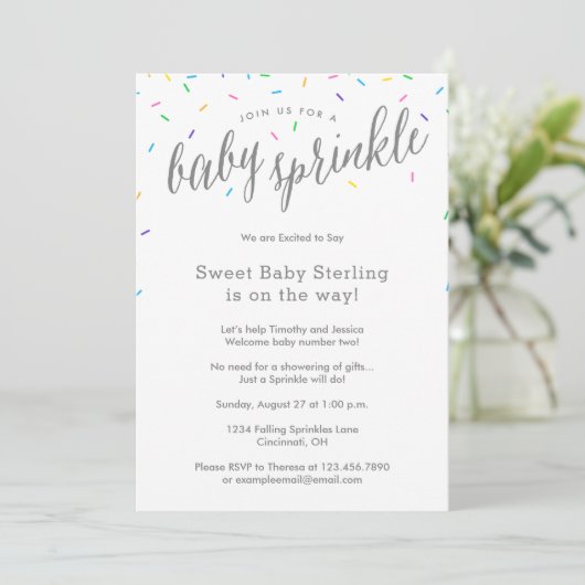 Sweet & Simple Baby Sprinkle Shower-uitnodigingen Kaart (Staand voorkant)
