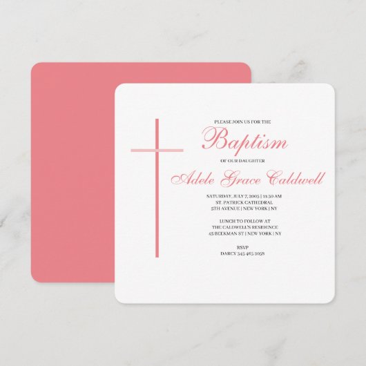 Sweet & Simple Baptisme-uitnodiging Kaart (Voorkant / Achterkant)