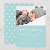 Sweet Simple Blue Modern Foto Aankondiging geboort (Voorkant / Achterkant)