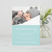 Sweet Simple Blue Modern Foto Aankondiging geboort (Staand voorkant)