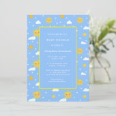 Sweet Simple Blue Yellow Sunshine Baby shower Kaart (Staand voorkant)