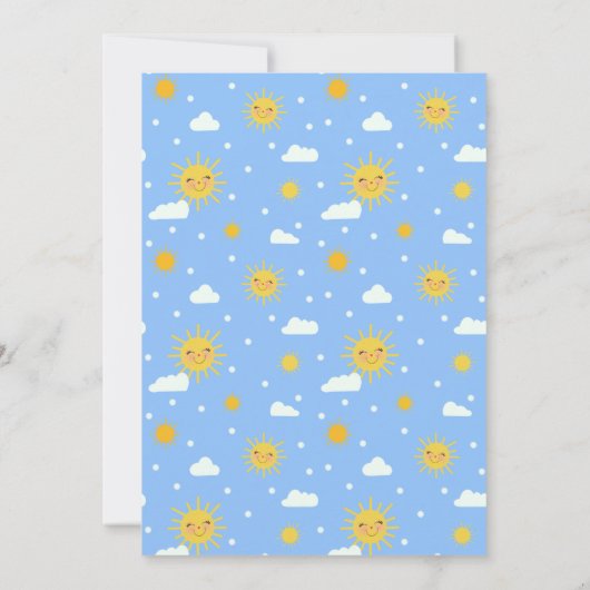 Sweet Simple Blue Yellow Sunshine Baby shower Kaart (Achterkant)
