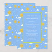 Sweet Simple Blue Yellow Sunshine Baby shower Kaart (Voorkant / Achterkant)
