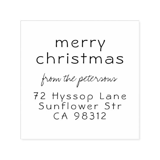 Sweet Simple Merry Christmas Naam Retouradres Zelfinktende Stempel (Design)
