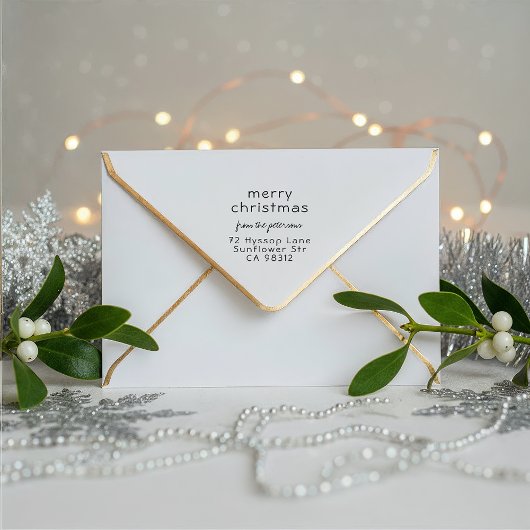 Sweet Simple Merry Christmas Naam Retouradres Zelfinktende Stempel
