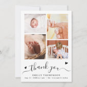 Sweet Simple Minimalist 4 Foto Baby Dank u Bedankkaart (Voorkant)