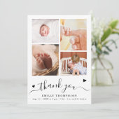 Sweet Simple Minimalist 4 Foto Baby Dank u Bedankkaart (Staand voorkant)