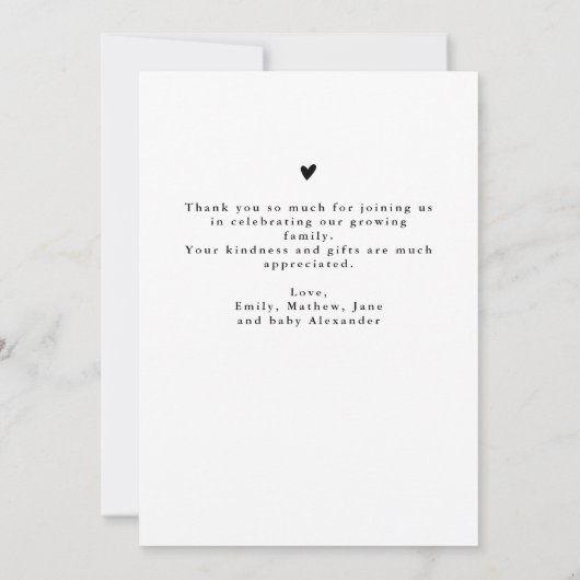 Sweet Simple Minimalist 4 Foto Baby Dank u Bedankkaart (Achterkant)