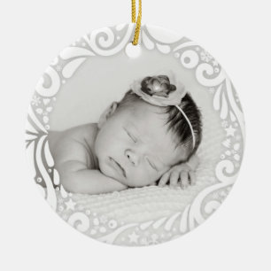 Sweet Simple White Swirling Design   aangepaste fo Keramisch Ornament