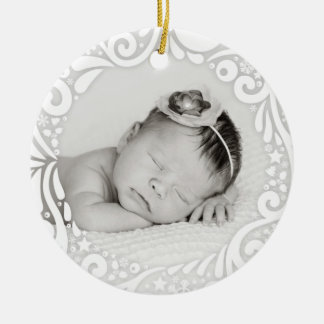 Sweet Simple White Swirling Design | aangepaste fo Keramisch Ornament