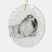 Sweet Simple White Swirling Design | aangepaste fo Keramisch Ornament (Links)