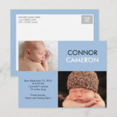 Sweet Simplicity Geboorteaankondiging - Blauw Aankondigingskaart (Voorkant / Achterkant)