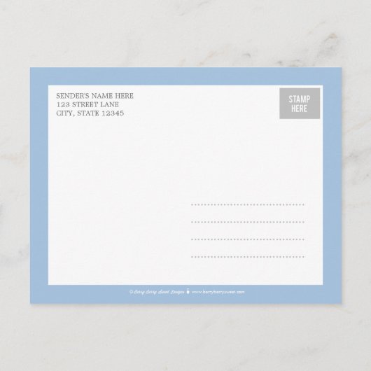 Sweet Simplicity Geboorteaankondiging - Blauw Aankondigingskaart (Achterkant)