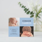 Sweet Simplicity Geboorteaankondiging - Blauw Aankondigingskaart (Staand voorkant)