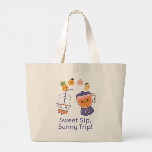 Sweet Sip, Sunny Trip – Kawaii Summer Smoothie Grote Tote Bag (Achterkant)