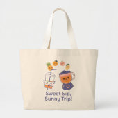 Sweet Sip, Sunny Trip – Kawaii Summer Smoothie Grote Tote Bag (Voorkant)