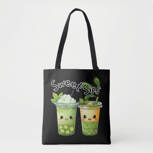 Sweet Sips Kawaii Bubble Tea Duo Tote Bag (Voorkant)
