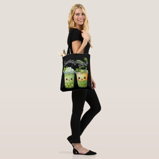 Sweet Sips Kawaii Bubble Tea Duo Tote Bag (Op model)