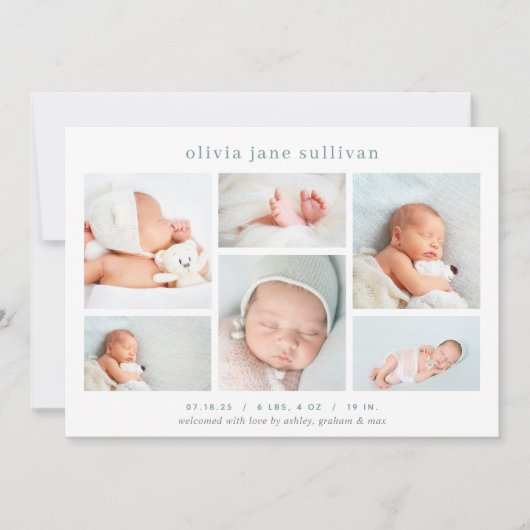 Sweet Six | Foto Collage Birth Aankondiging (Voorkant)