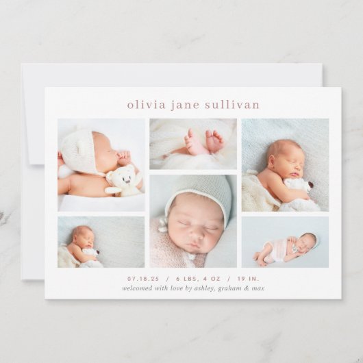 Sweet Six | Foto Collage Birth Aankondiging (Voorkant)
