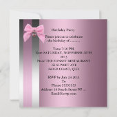 Sweet Sixteen16th Birthday Satin Pink Stripe Bow Kaart (Achterkant)