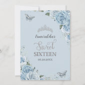 Sweet Sixteen 16 Baby Blauwe Bloemenvlinders 16e Kaart (Achterkant)