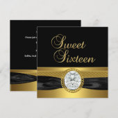 Sweet Sixteen 16 Birthday Diamond Silver Gold Kaart (Voorkant / Achterkant)