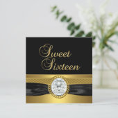 Sweet Sixteen 16 Birthday Diamond Silver Gold Kaart (Staand voorkant)