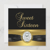 Sweet Sixteen 16 Birthday Diamond Silver Gold Kaart (Voorkant)