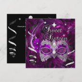 Sweet Sixteen 16 Birthday Paarse diamantmasker Kaart (Voorkant / Achterkant)