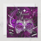 Sweet Sixteen 16 Birthday Paarse diamantmasker Kaart (Voorkant)