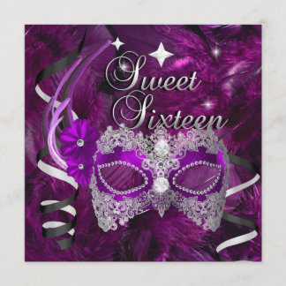 Sweet Sixteen 16 Birthday Paarse diamantmasker Kaart