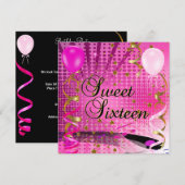 Sweet Sixteen 16 Birthday Party Roze sterren Kaart (Voorkant / Achterkant)