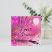 Sweet Sixteen 16 Birthday Party Roze sterren Kaart (Staand voorkant)