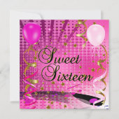 Sweet Sixteen 16 Birthday Party Roze sterren Kaart (Voorkant)