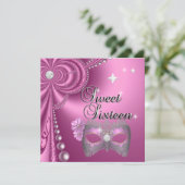 Sweet Sixteen 16 Birthday Pink Diamond Mask Zilver Kaart (Staand voorkant)