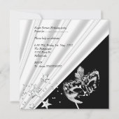 Sweet Sixteen 16 Black White Silver Mask Kaart (Achterkant)