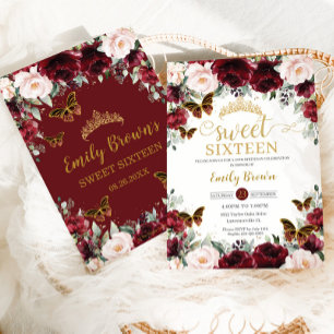 Sweet Sixteen 16 Bourgondische bloesemvlinders Kaart