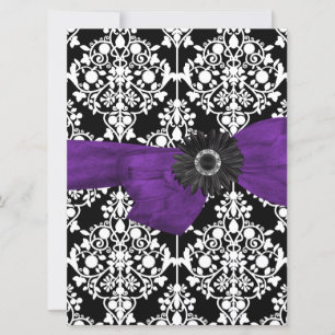 Sweet Sixteen 16 Damask Black White Paars Flower Kaart