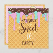 Sweet Sixteen 16 Drippy Waffle Cone Kaart (Voorkant / Achterkant)