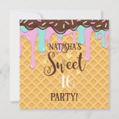 Sweet Sixteen 16 Drippy Waffle Cone Kaart (Voorkant)