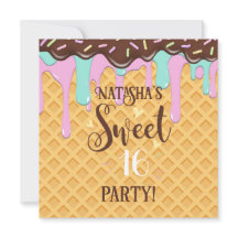 Sweet Sixteen 16 Drippy Waffle Cone