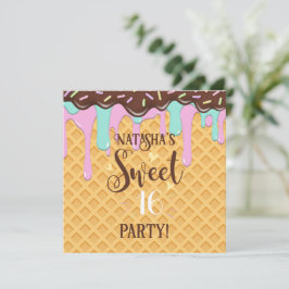 Sweet Sixteen 16 Drippy Waffle Cone Kaart