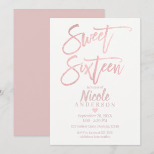 SWEET SIXTEEN 16 Elegant Roos Gold Foil Modern Kaart