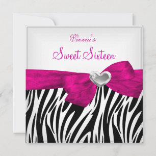 Sweet Sixteen 16 Feest Zilver Roze Zwart Luipaard  Kaart