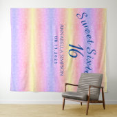 Sweet Sixteen 16 Gepersonaliseerde Regenboog Glitt Wandkleed (In Situ (horizontaal))