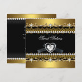 Sweet Sixteen 16 Gold Black Pearl Diamond Kaart (Voorkant / Achterkant)